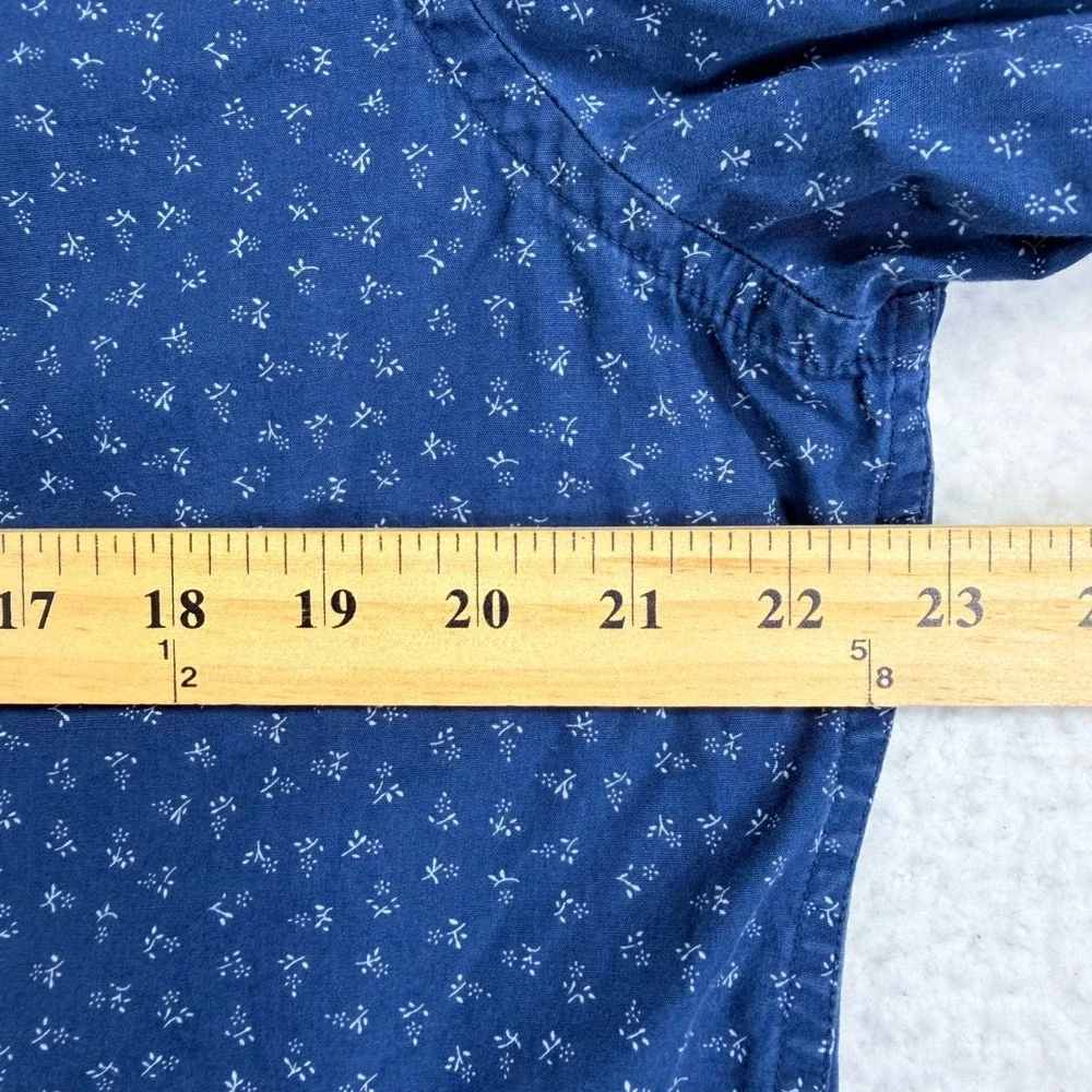Banana Republic Button Down Shirt Mens Large Blue Slim Fit Floral Long Sleeve